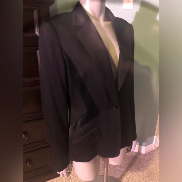 Anne Klein black blazer with geometric black shaping Size 10 - Picture 2 of 12